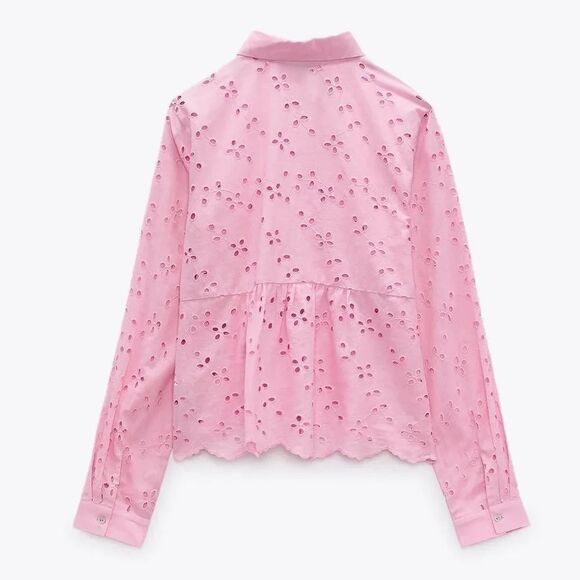 ZARA OPENWORK EMBROIDERY SHIRT - Picture 11 of 12